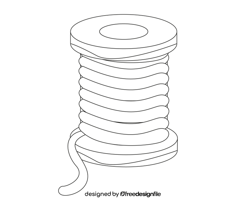 Sewing thread cartoon black and white clipart