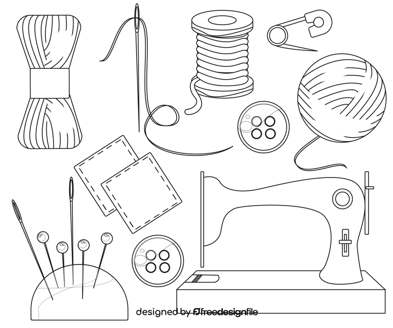 Sewing black and white vector