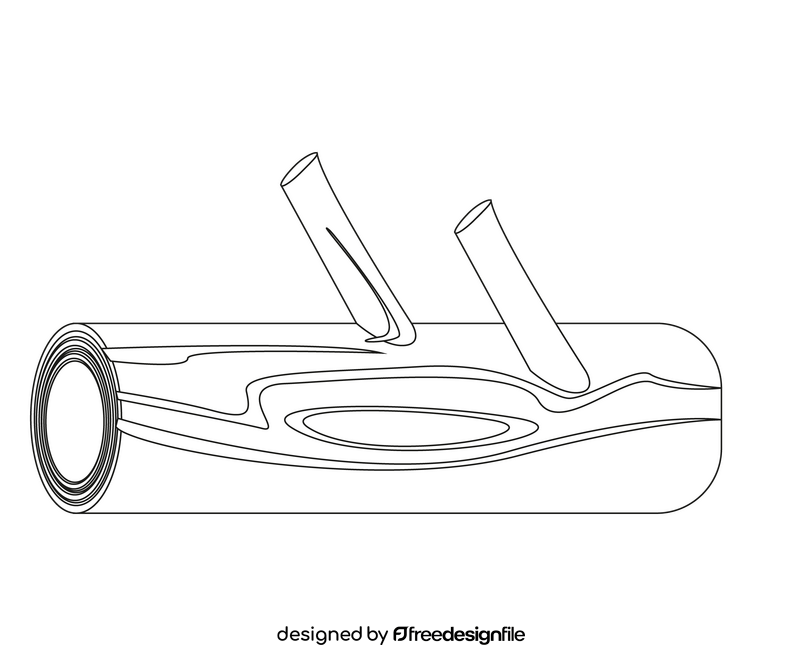 Wooden log black and white clipart