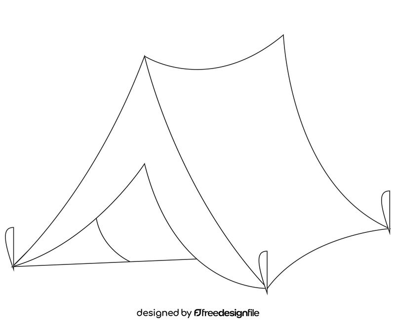 Camping tent cartoon black and white clipart