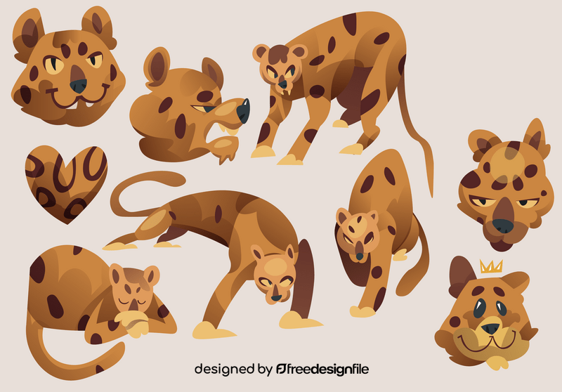 Leopard cartoon set vector