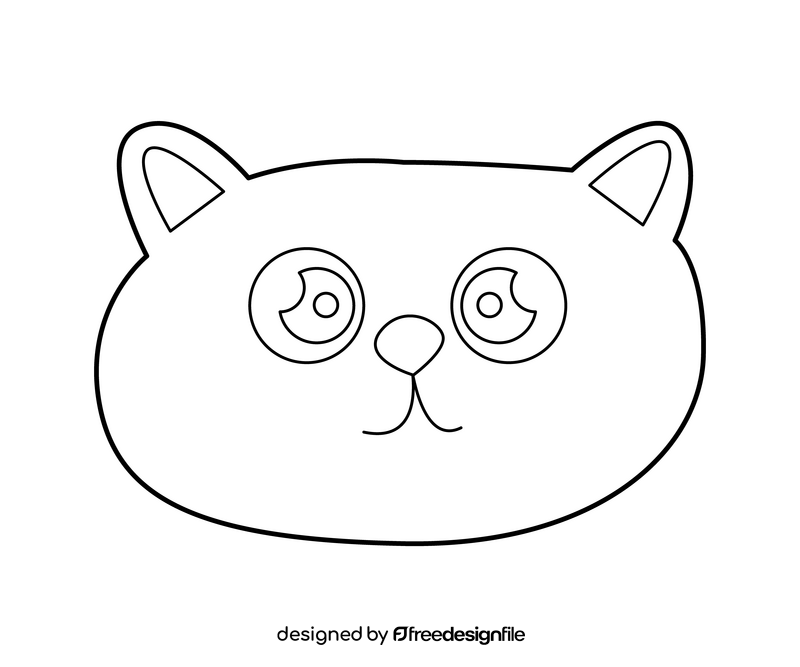 Cute chubby kitten black and white clipart