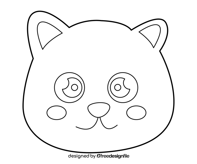 Cute baby cat avatar black and white clipart