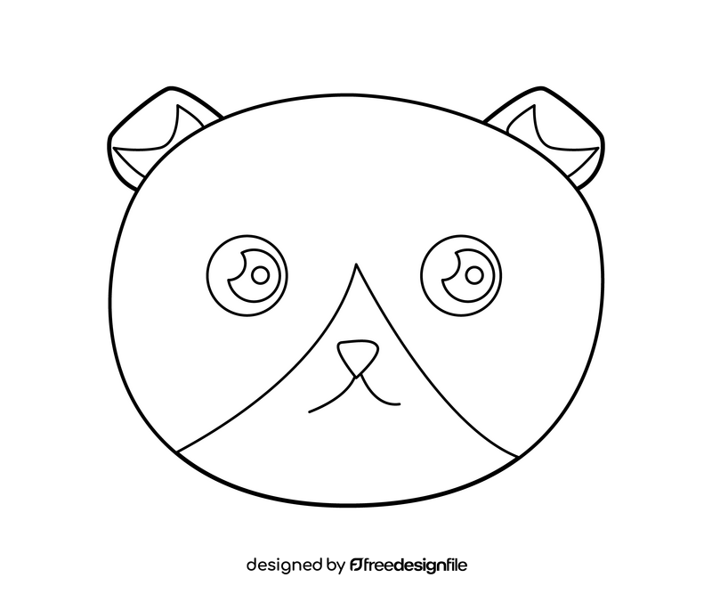 Cute baby cat portrait black and white clipart