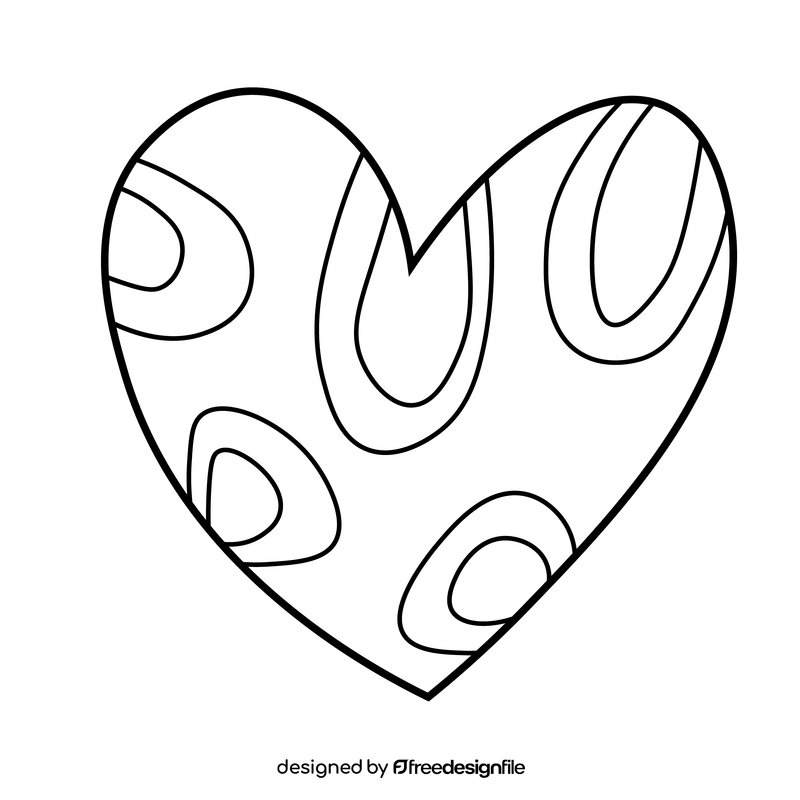 Leopard heart black and white clipart