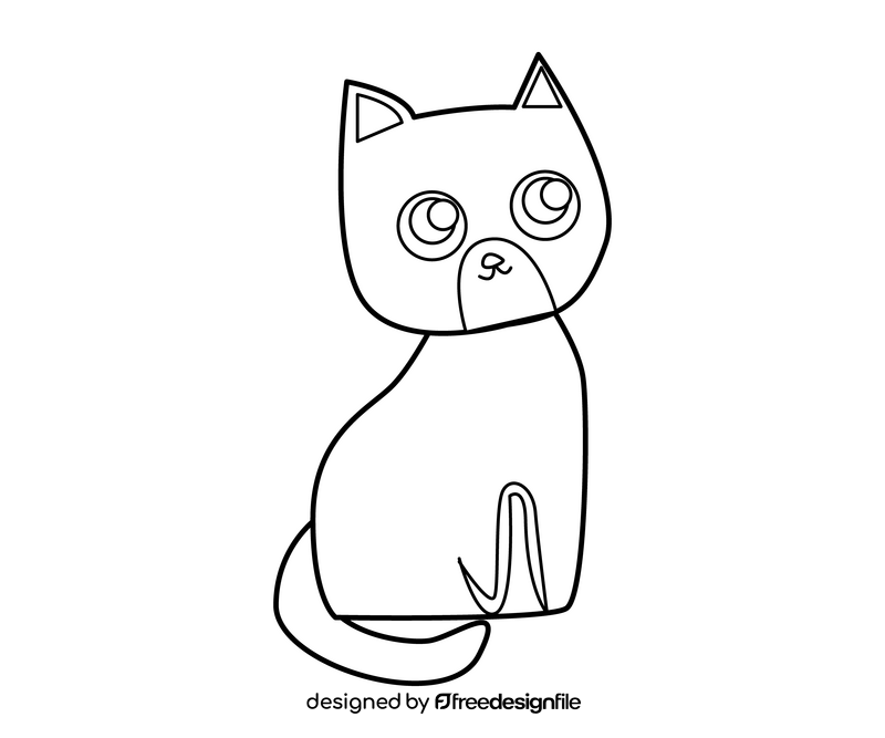 Cute brown kitten black and white clipart