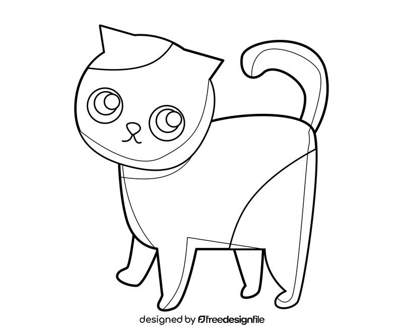 Cute kitten free black and white clipart