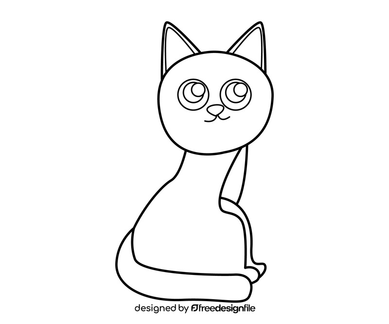 Baby ginger cat black and white clipart