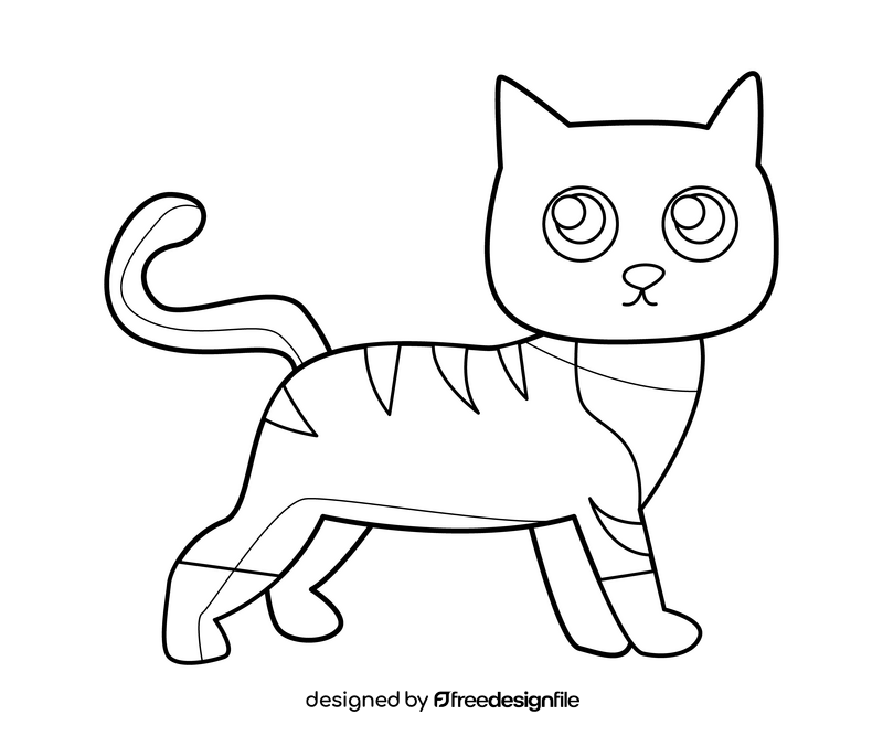 Baby cat drawing black and white clipart