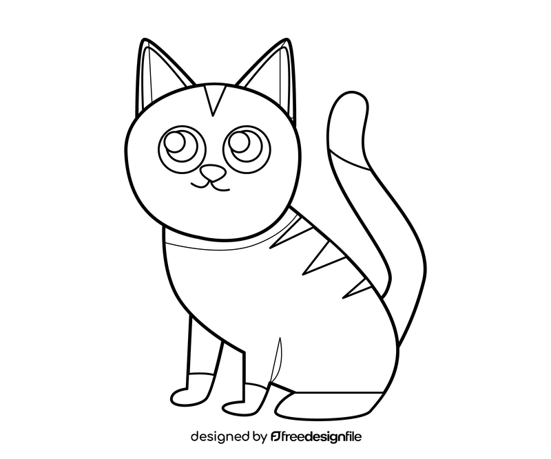 Cartoon baby cat black and white clipart