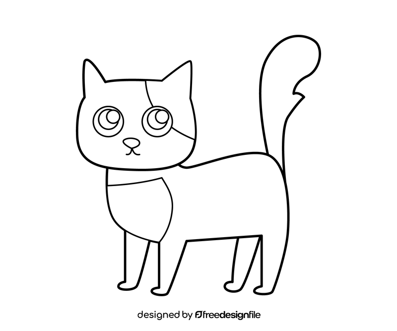 Spotted cat black and white clipart