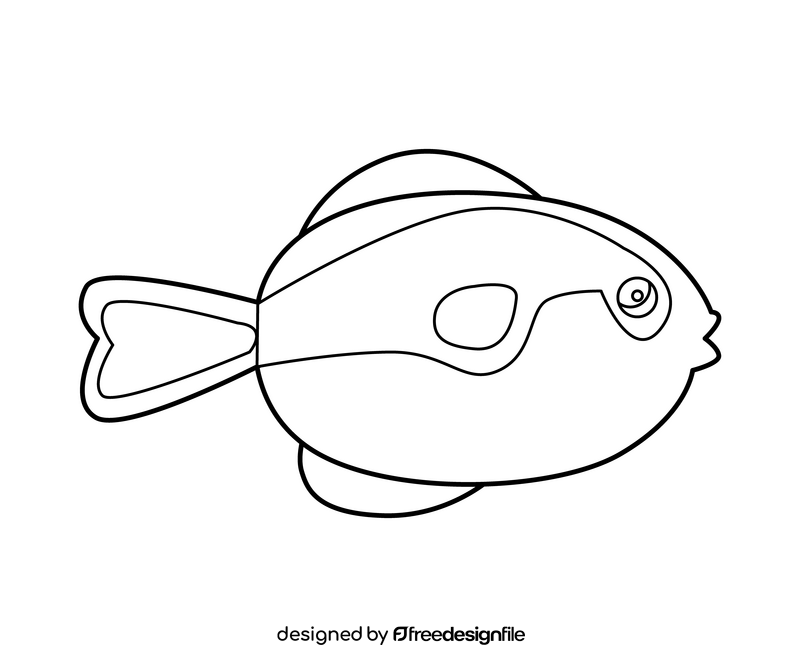 Cartoon fish drawing black and white clipart