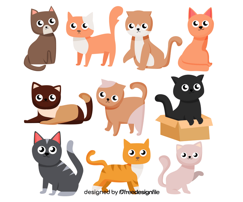 Cute baby cats, domestic kittens vector