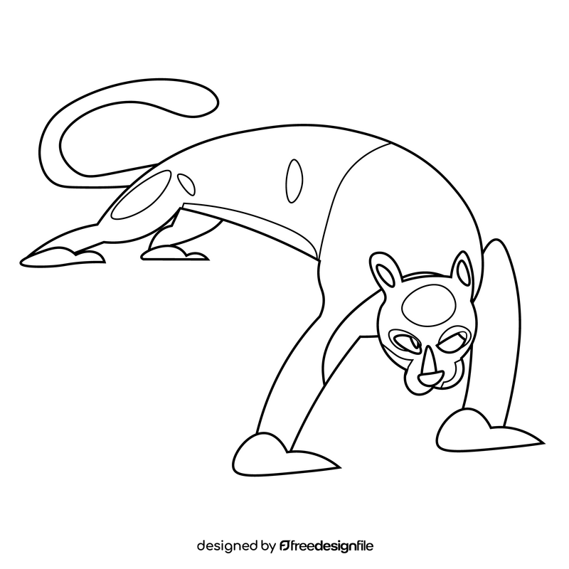 Leopard playful black and white clipart