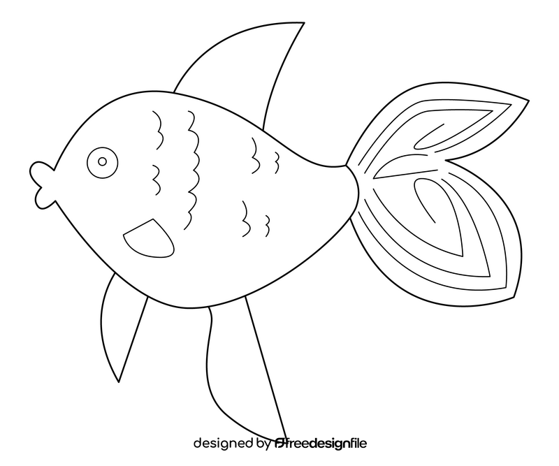 Gold fish cartoon black and white clipart