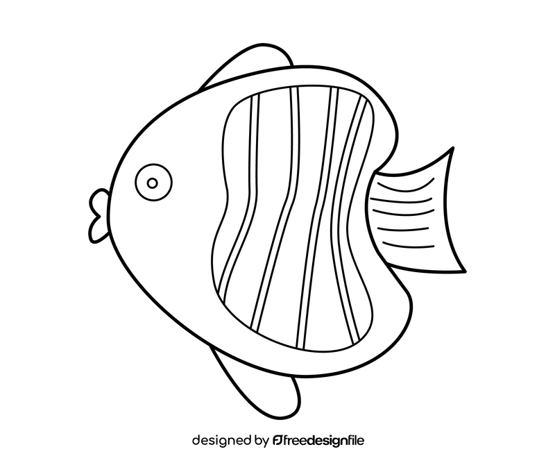 Cartoon fish illustration black and white clipart