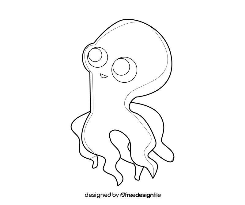 Cute octopus black and white clipart