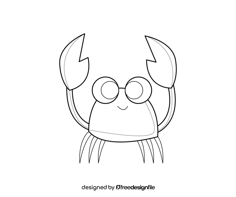 Cartoon crab black and white clipart