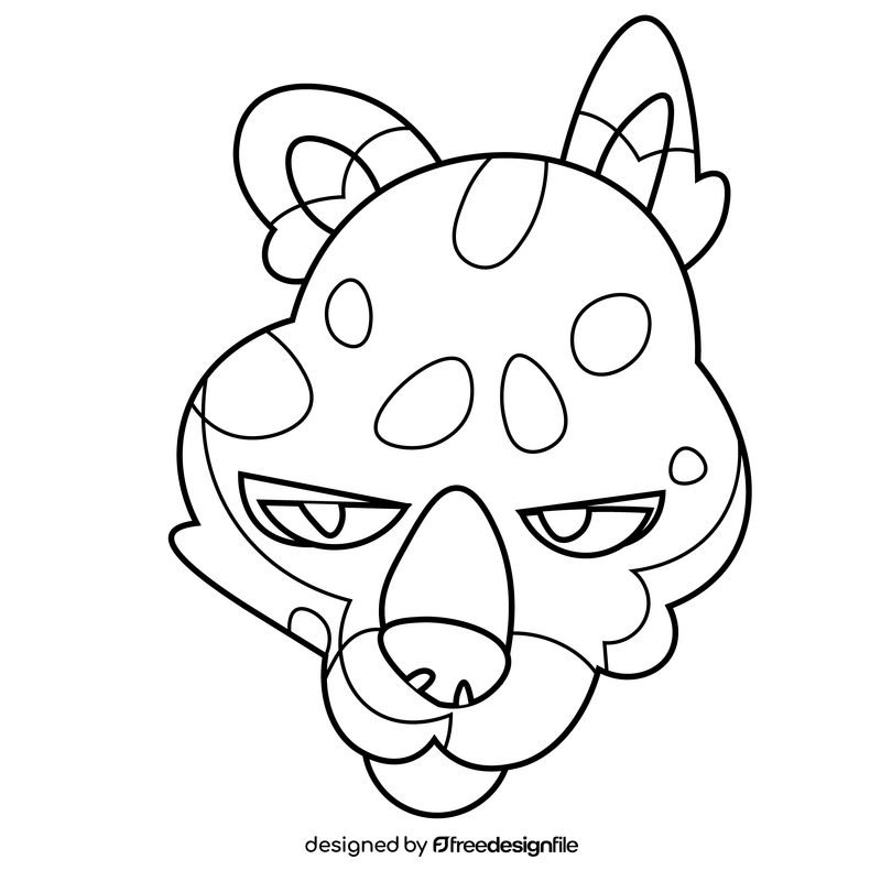 Leopard head black and white clipart