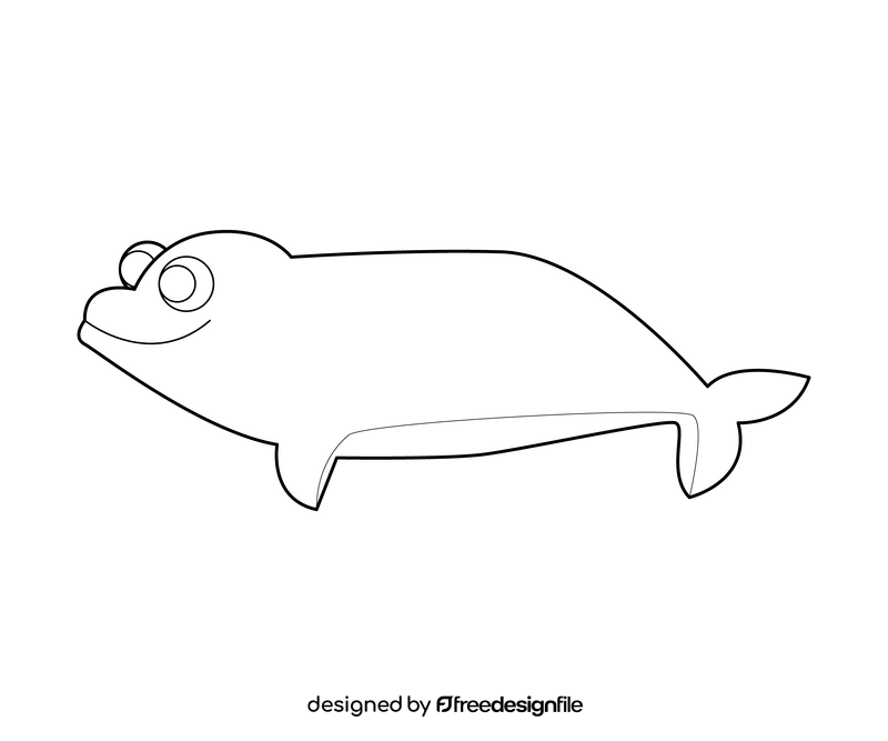 White whale drawing black and white clipart