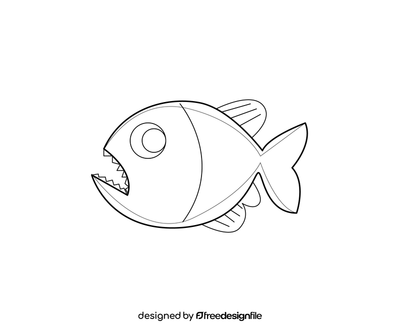 Scared fish illustration black and white clipart