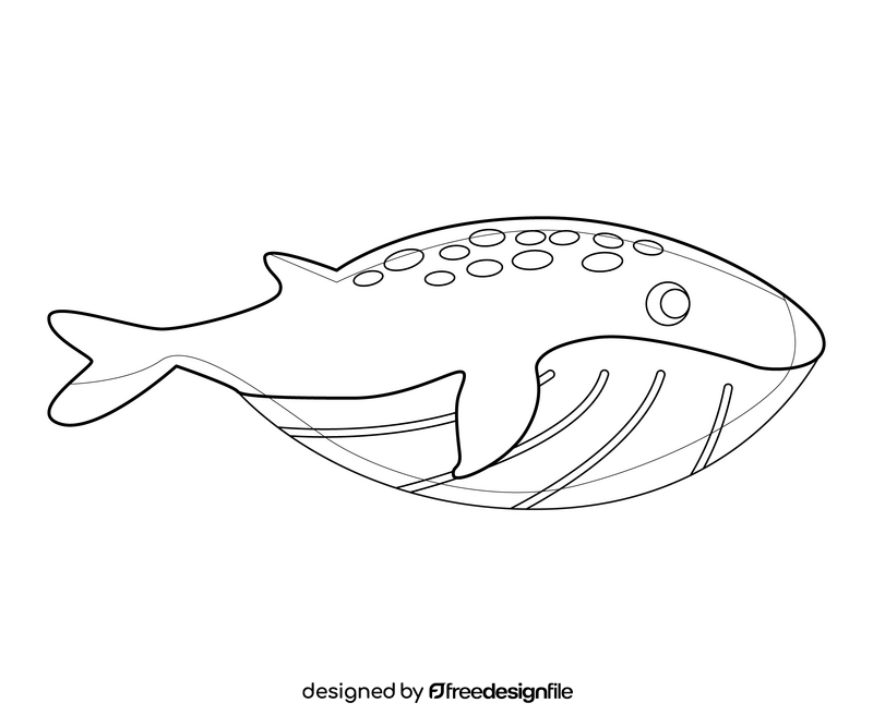 Cartoon whale black and white clipart