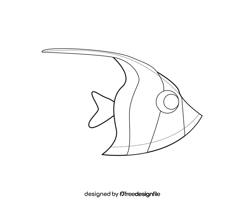 Yellow fish free black and white clipart
