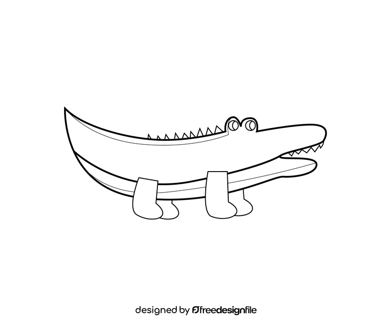 Cartoon crocodile black and white clipart