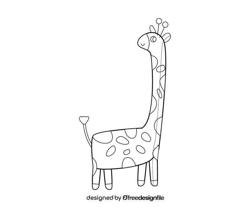 Cartoon giraffe free black and white clipart