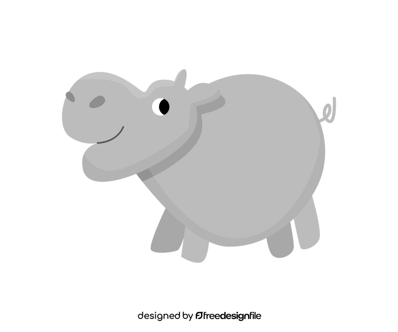 Cartoon hippo, cute hippopotamus clipart
