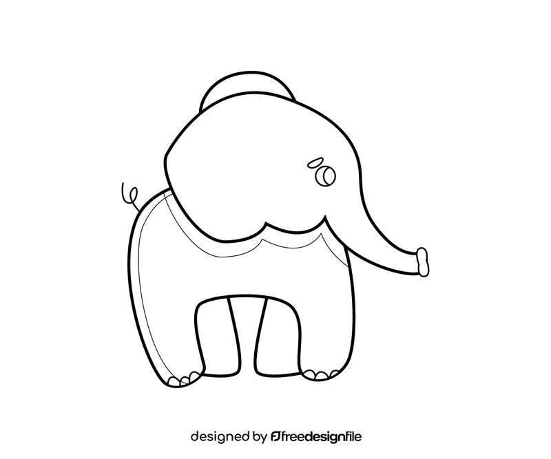 Free cute elephant black and white clipart