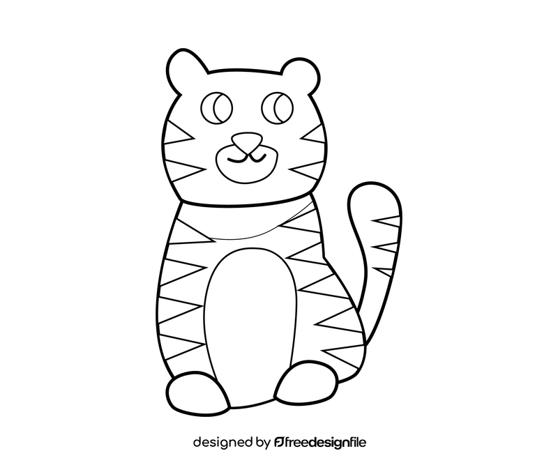 Cute baby tiger black and white clipart