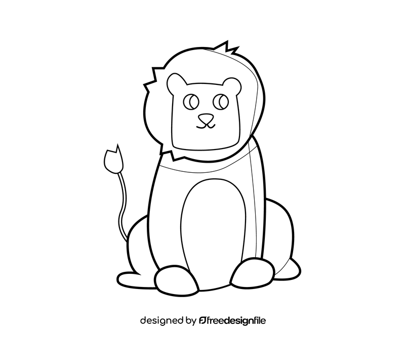 Lion illustration black and white clipart