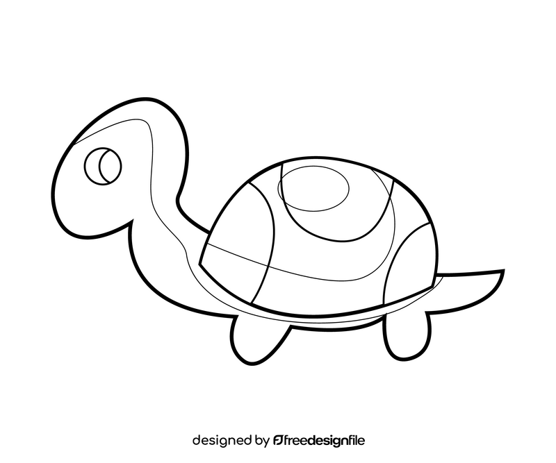 Cartoon baby turtle black and white clipart