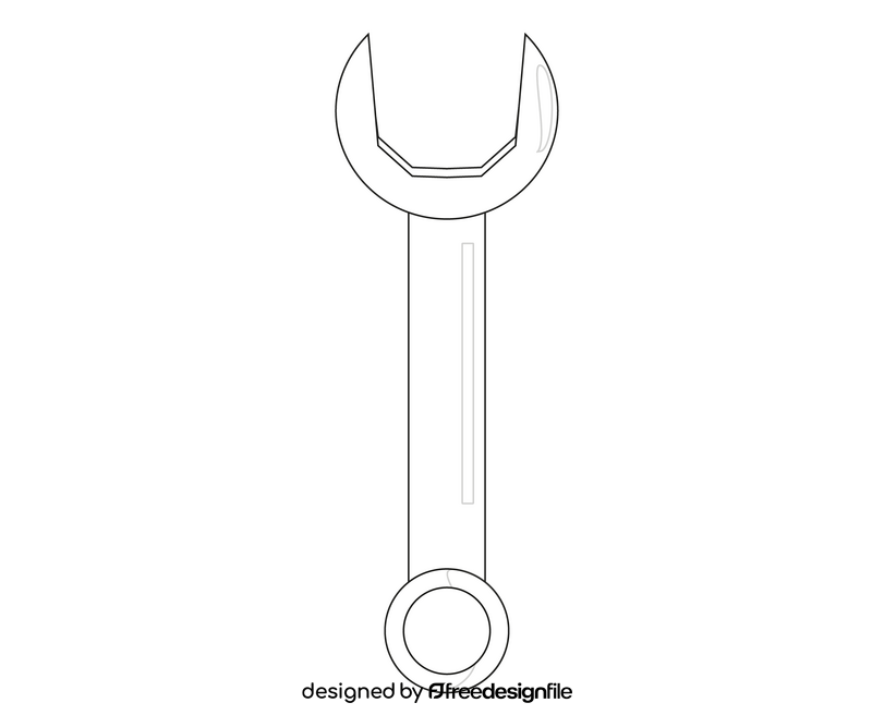 Wrench cartoon black and white clipart