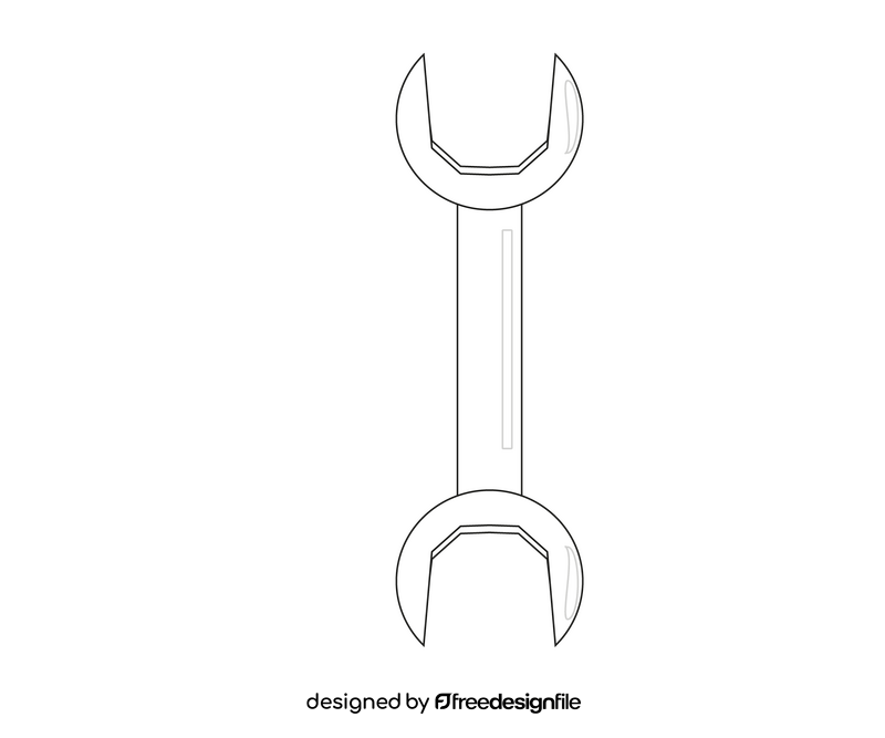 Wrench drawing black and white clipart