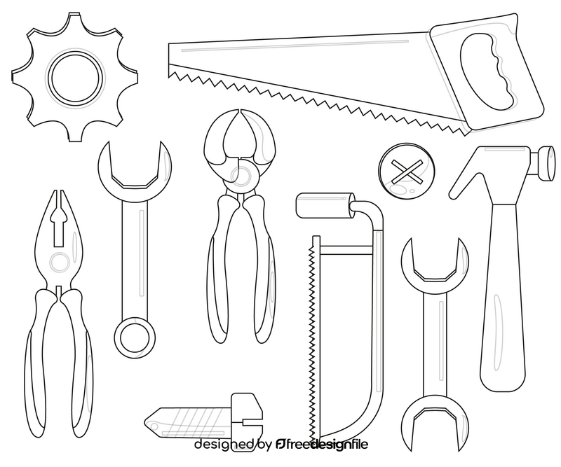 Home repair tools black and white vector