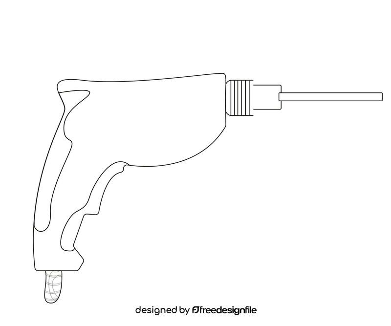 Drill driver black and white clipart