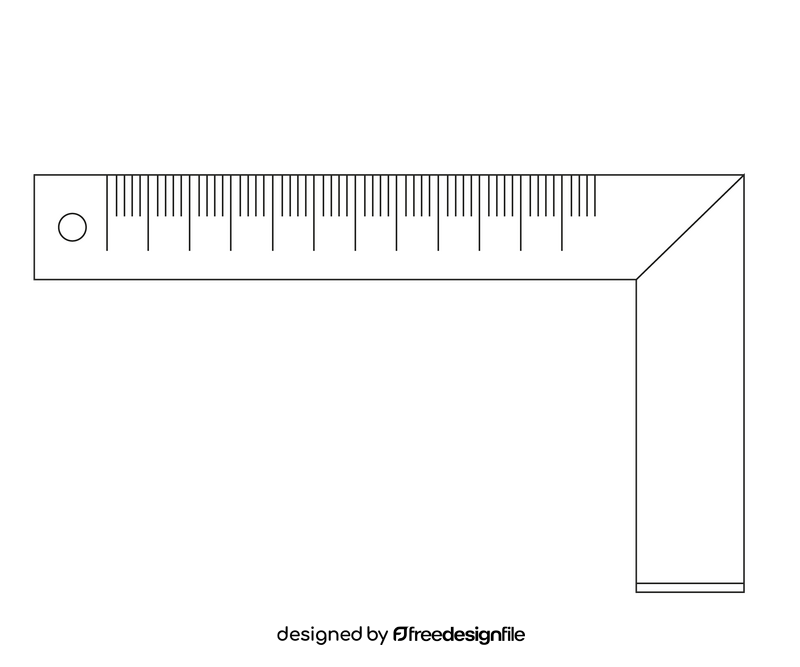 Ruler cartoon black and white clipart