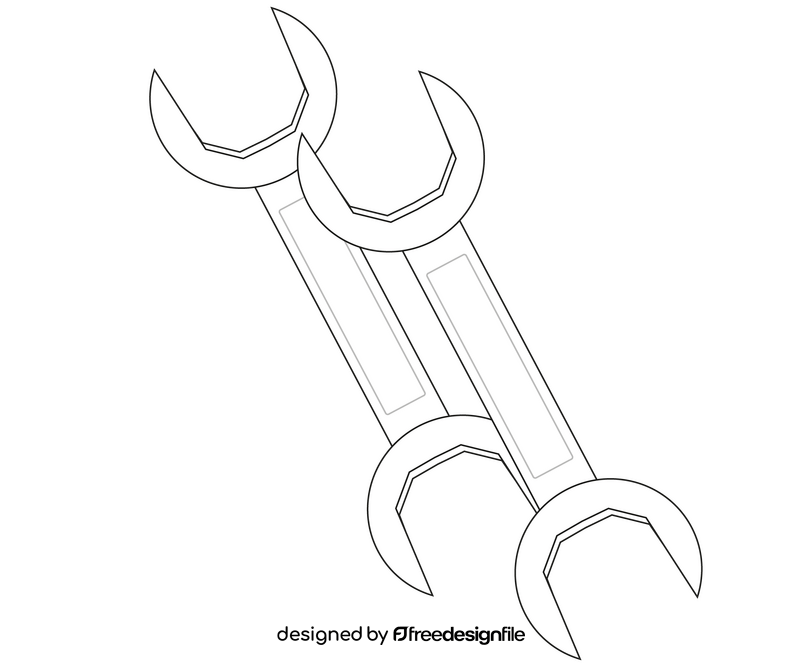 Wrench illustration black and white clipart