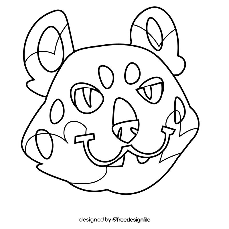 Cute leopard smile black and white clipart