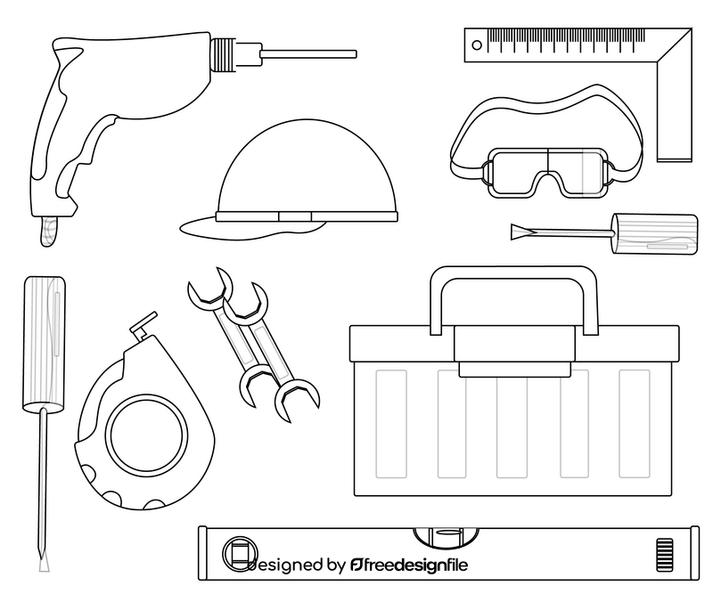 House repair tools black and white vector