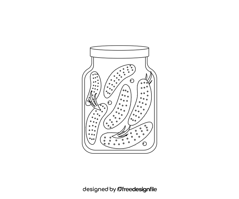 Canned cucumbers black and white clipart