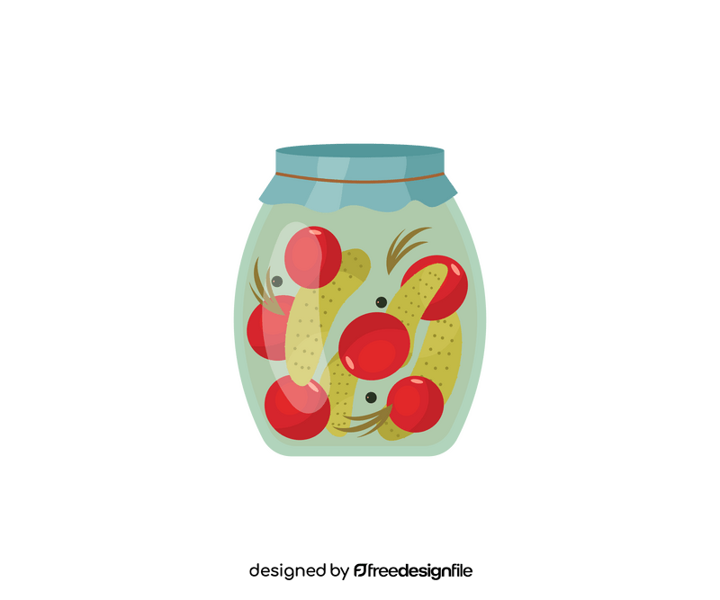 Canned tomatoes and cucumbers clipart