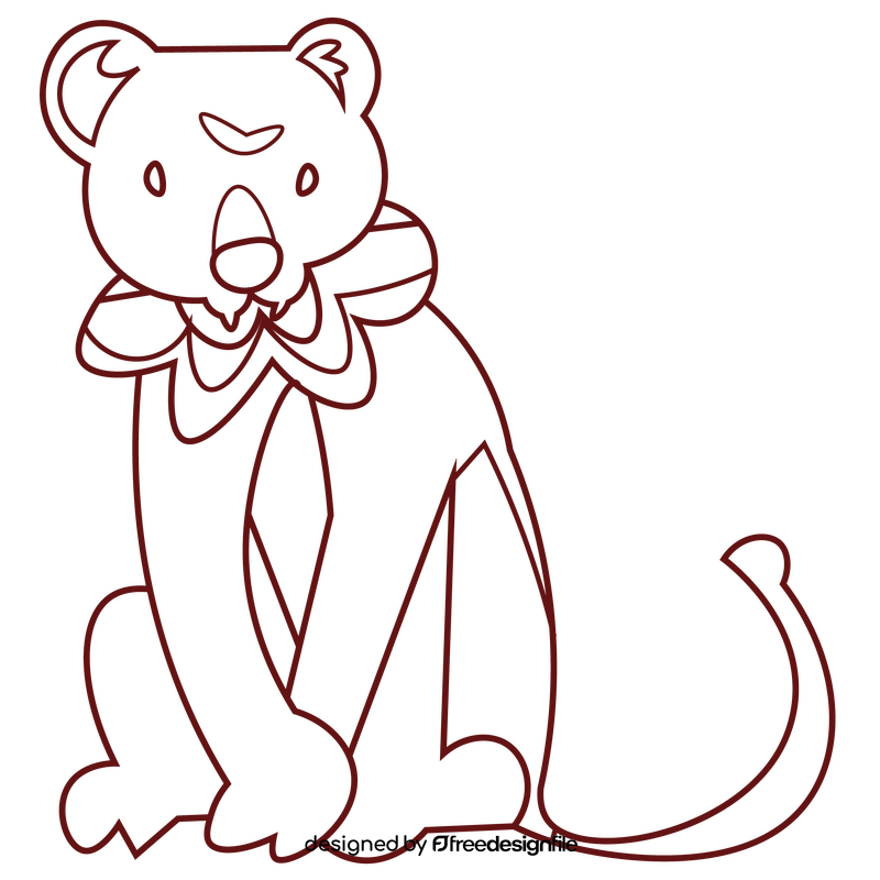 Lion cub black and white clipart