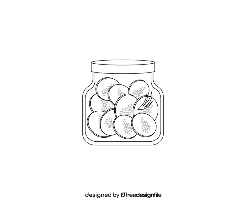 Canned zucchini cartoon black and white clipart