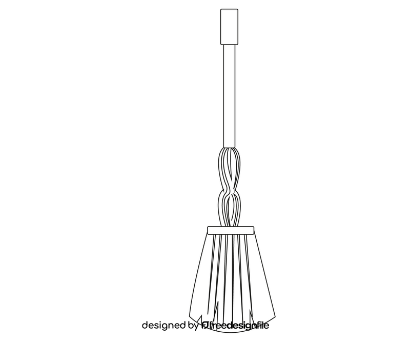 Broom cartoon black and white clipart