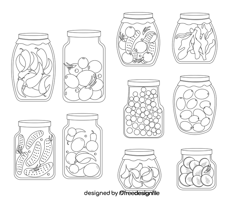 Canned vegetables black and white vector