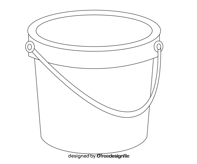 Bucket cartoon black and white clipart