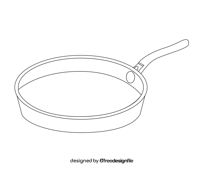 Frying pan cartoon black and white clipart